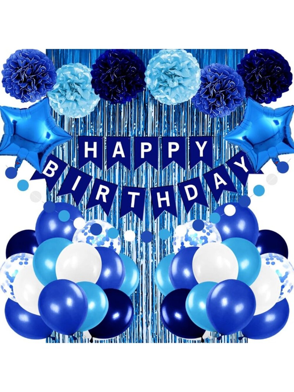 Navy Blue Birthday Party Decorations for Boys - Happy Birthday Banner, Balloons